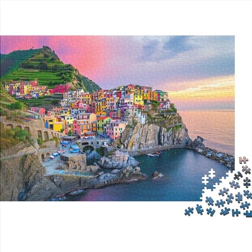 Cinque Terre Holzpuzzless 1000 Teile Für Erwachsene Wohnkultur Geburtstagsgeschenk Educational Game Family Challenging Games Stress Relief Toy 1000pcs (75x50cm) von CULPRT