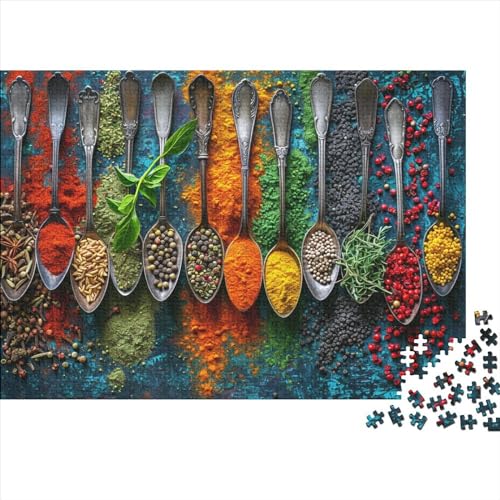 Colourful Spices from All Holzpuzzless Erwachsene 500 Teile Geburtstagsgeschenk Educational Game Wohnkultur Family Challenging Games Stress Relief 500pcs (52x38cm) von CULPRT