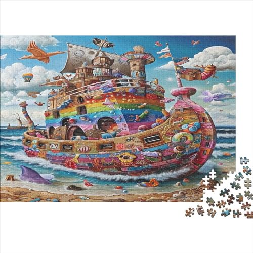 Das Regenbogenboot Holzpuzzles Erwachsene 500 Teile Geburtstagsgeschenk Educational Game Wohnkultur Family Challenging Games Stress Relief 500pcs (52x38cm) von CULPRT