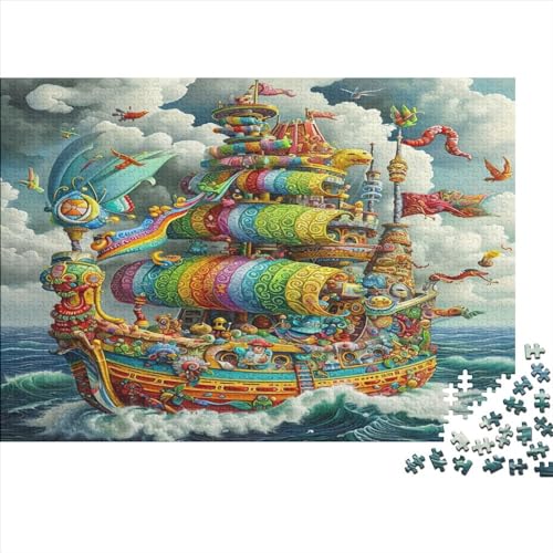 Das Regenbogenboot Holzpuzzles Erwachsene 500 Teile Lernspiel Geschicklichkeitsspiel Für Die Ganze Familie Geburtstagsgeschenk Home Decor Stress Relief 500pcs (52x38cm) von CULPRT