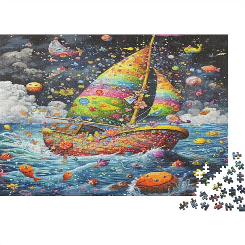 Das Regenbogenboot Holzpuzzles Für Erwachsene 1000 Teile Geburtstagsgeschenk Wohnkultur Lernspiel Family Challenging Games Entspannung Und Intelligenz 1000pcs (75x50cm) von CULPRT