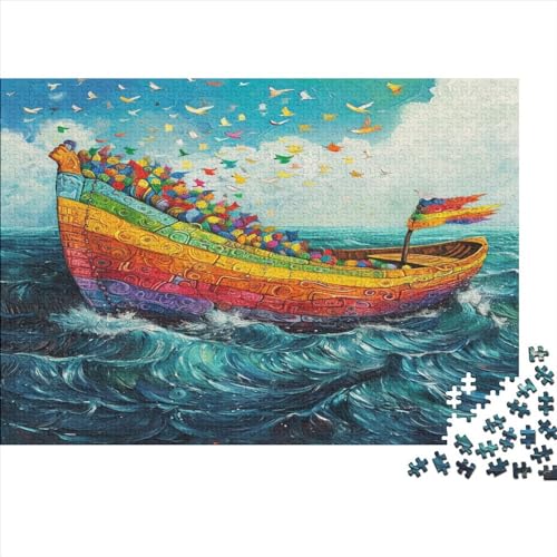 Das Regenbogenboot Holzpuzzles Für Erwachsene 300 Teile Lernspiel Family Challenging Games Geburtstagsgeschenk Wohnkultur Stress Relief Toy 300pcs (40x28cm) von CULPRT