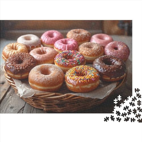 Donuts Dessert Erwachsene Holzpuzzless 300 Teile Home Decor Educational Game Geburtstagsgeschenk Family Challenging Games Entspannung Und Intelligenz 300pcs (40x28cm) von CULPRT