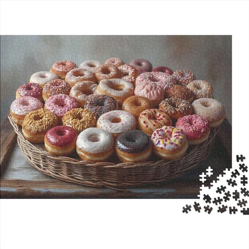 Donuts Dessert Holzpuzzles 1000 Teile Erwachsene Geburtstagsgeschenk Wohnkultur Educational Game Family Challenging Games Stress Relief Toy 1000pcs (75x50cm) von CULPRT
