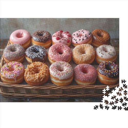 Donuts Dessert Holzpuzzles Erwachsene 1000 Teile Lernspiel Geschicklichkeitsspiel Für Die Ganze Familie Geburtstagsgeschenk Home Decor Stress Relief 1000pcs (75x50cm) von CULPRT