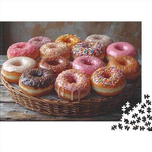 Donuts Dessert Holzpuzzles Erwachsene 300 Teile Family Challenging Games Geburtstagsgeschenk Home Decor Educational Game Entspannung Und Intelligenz 300pcs (40x28cm) von CULPRT
