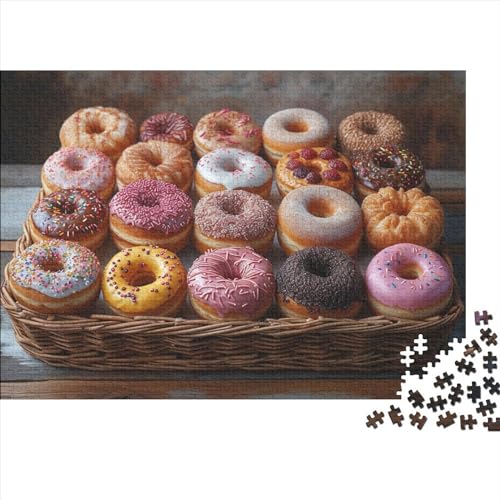 Donuts Dessert Holzpuzzles Erwachsene 500 Teile Family Challenging Games Educational Game Wohnkultur Geburtstagsgeschenk Stress Relief 500pcs (52x38cm) von CULPRT