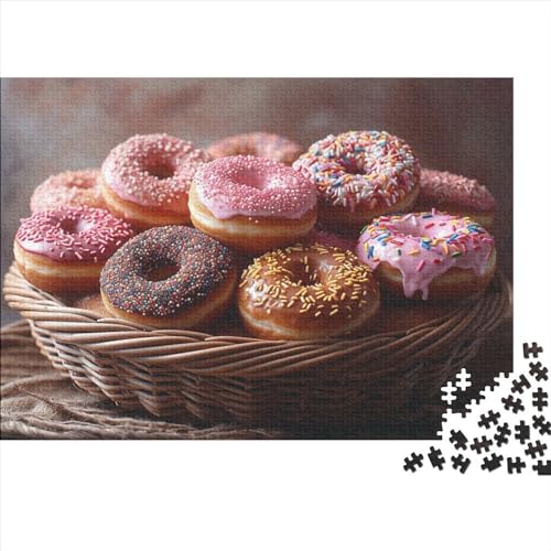 Donuts Dessert Holzpuzzles Erwachsene 500 Teile Geburtstagsgeschenk Educational Game Wohnkultur Family Challenging Games Stress Relief 500pcs (52x38cm) von CULPRT