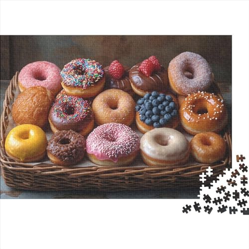 Donuts Dessert Holzpuzzles Für Erwachsene 1000 Teile Wohnkultur Geburtstagsgeschenk Educational Game Family Challenging Games Stress Relief Toy 1000pcs (75x50cm) von CULPRT