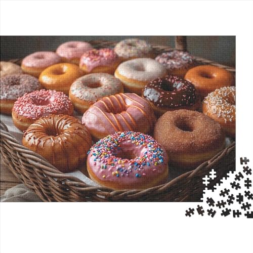 Donuts Dessert Holzpuzzles Für Erwachsene 300 Teile Geburtstagsgeschenk Family Challenging Games Home Decor Educational Game Stress Relief 300pcs (40x28cm) von CULPRT