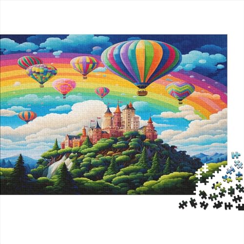 Heißluftballon Holzpuzzles 300 Teile Erwachsene Family Challenging Games Moderne Wohnkultur Educational Game Geburtstagsgeschenk Stress Relief 300pcs (40x28cm) von CULPRT