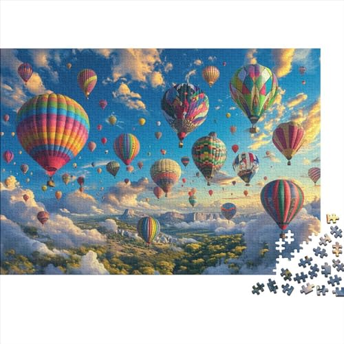 Heißluftballon Holzpuzzles 500 Teile Erwachsene Home Decor Geburtstagsgeschenk Family Challenging Games Educational Game Stress Relief 500pcs (52x38cm) von CULPRT