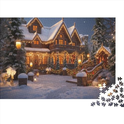 Hütte verschneite Berge Holzpuzzles 1000 Teile Erwachsene Home Decor Family Challenging Games Geburtstagsgeschenk Lernspiel Entspannung Und Intelligenz 1000pcs (75x50cm) von CULPRT