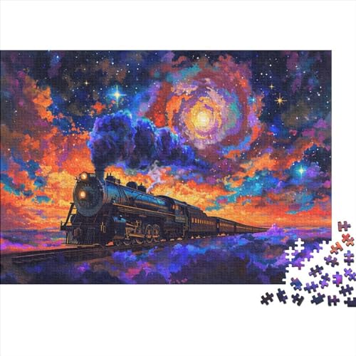 Im Zug fliegen Sterne Holzpuzzles 1000 Teile Für Erwachsene Geburtstagsgeschenk Lernspiel Family Challenging Games Home Decor Entspannung Und Intelligenz 1000pcs (75x50cm) von CULPRT