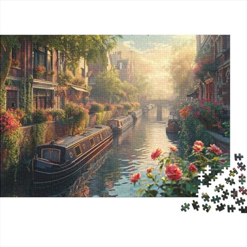 Kanallandschaft Holzpuzzless Für Erwachsene 1000 Teile Wohnkultur Lernspiel Family Challenging Games Geburtstagsgeschenk Stress Relief Toy 1000pcs (75x50cm) von CULPRT