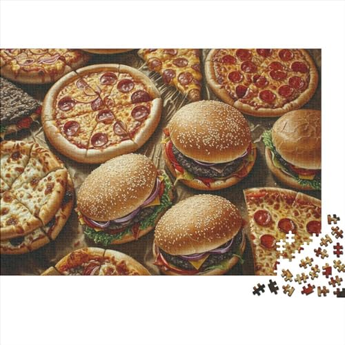 Köstliches westliches Essen Holzpuzzles 1000 Teile Erwachsene Geschicklichkeitsspiel Für Die Ganze Familie Home Decor Geburtstagsgeschenk Lernspiel Stress Relief 1000pcs (75x50cm) von CULPRT