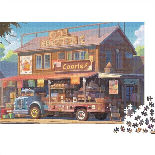 Landladen Holzpuzzles Erwachsene 300 Teile Geburtstagsgeschenk Family Challenging Games Moderne Wohnkultur Educational Game Stress Relief 300pcs (40x28cm) von CULPRT