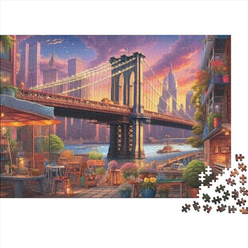 Manhattan Balcony Sunset Holzpuzzles 1000 Teile Erwachsene Geschicklichkeitsspiel Für Die Ganze Familie Home Decor Geburtstagsgeschenk Lernspiel Stress Relief 1000pcs (75x50cm) von CULPRT