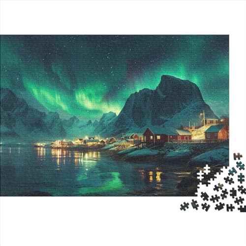 Northern Lights in Norway Erwachsene Holzpuzzless 300 Teile Home Decor Educational Game Geburtstagsgeschenk Family Challenging Games Entspannung Und Intelligenz 300pcs (40x28cm) von CULPRT