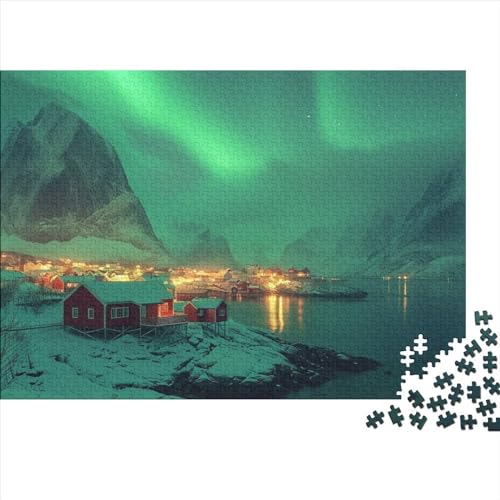 Northern Lights in Norway Holzpuzzles 1000 Teile Erwachsene Home Decor Family Challenging Games Geburtstagsgeschenk Lernspiel Entspannung Und Intelligenz 1000pcs (75x50cm) von CULPRT
