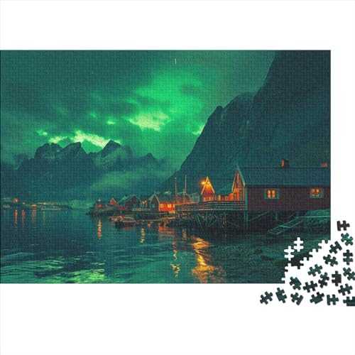 Northern Lights in Norway Holzpuzzles 1000 Teile Erwachsene Wohnkultur Family Challenging Games Educational Game Geburtstagsgeschenk Entspannung Und Intelligenz 1000pcs (75x50cm) von CULPRT