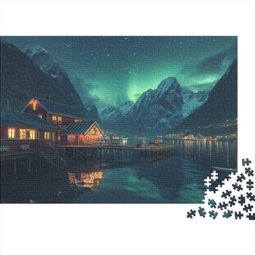 Northern Lights in Norway Holzpuzzles Erwachsene 1000 Teile Home Decor Family Challenging Games Educational Game Geburtstagsgeschenk Stress Relief Toy 1000pcs (75x50cm) von CULPRT