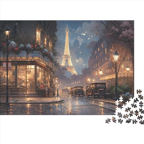 Pariser regnerische Nacht Holzpuzzles Für Erwachsene 300 Teile Geburtstagsgeschenk Family Challenging Games Lernspiel Wohnkultur Stress Relief 300pcs (40x28cm) von CULPRT