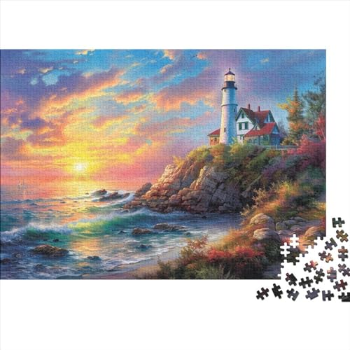 Rocky Cliff Leuchtturm Holzpuzzles 1000 Teile Für Erwachsene Moderne Wohnkultur Family Challenging Games Geburtstagsgeschenk Educational Game Stress Relief Toy 1000pcs (75x50cm) von CULPRT