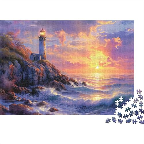 Rocky Cliff Leuchtturm Holzpuzzles Erwachsene 1000 Teile Home Decor Family Challenging Games Educational Game Geburtstagsgeschenk Stress Relief Toy 1000pcs (75x50cm) von CULPRT