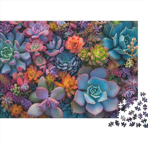 Simple Succulent Holzpuzzles 1000 Teile Erwachsene Wohnkultur Geburtstagsgeschenk Geschicklichkeitsspiel Für Die Ganze Familie Lernspiel Stress Relief 1000pcs (75x50cm) von CULPRT