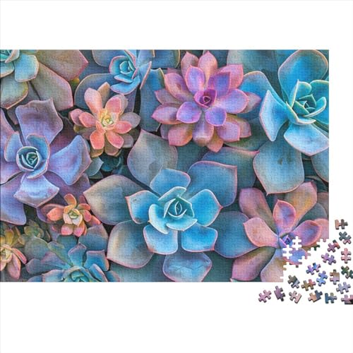 Simple Succulent Holzpuzzles 1000 Teile Erwachsene Wohnkultur Geschicklichkeitsspiel Für Die Ganze Familie Lernspiel Geburtstagsgeschenk Stress Relief 1000pcs (75x50cm) von CULPRT