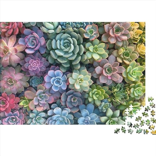 Simple Succulent Holzpuzzles Erwachsene 500 Teile Lernspiel Geschicklichkeitsspiel Für Die Ganze Familie Geburtstagsgeschenk Home Decor Stress Relief 500pcs (52x38cm) von CULPRT