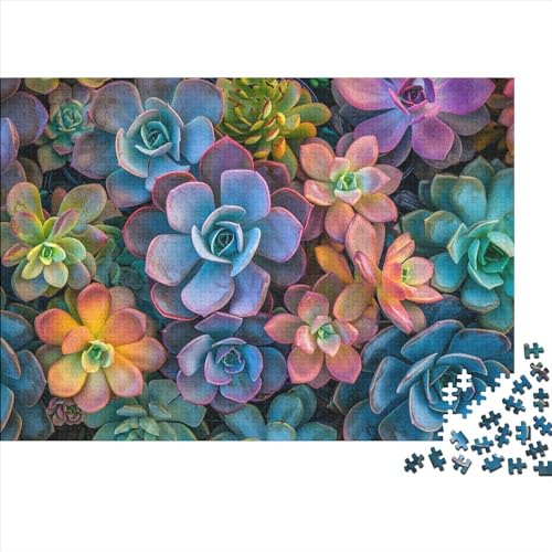 Simple Succulent Holzpuzzles Erwachsene 500 Teile Lernspiel Geschicklichkeitsspiel Für Die Ganze Familie Geburtstagsgeschenk Home Decor Stress Relief 500pcs (52x38cm) von CULPRT