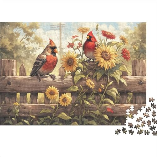 Sonnenblume und Singvögel Holzpuzzles 1000 Teile Erwachsene Geschicklichkeitsspiel Für Die Ganze Familie Home Decor Geburtstagsgeschenk Lernspiel Stress Relief 1000pcs (75x50cm) von CULPRT