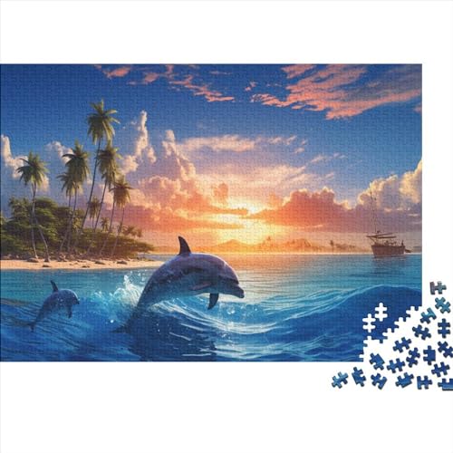 Wasserwelt Holzpuzzles Für Erwachsene 300 Teile Dolphin Geburtstagsgeschenk Family Challenging Games Home Decor Educational Game Stress Relief 300pcs (40x28cm) von CULPRT