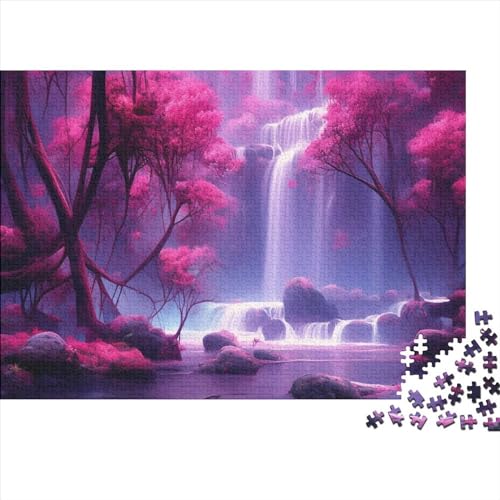 Waterfall in The Forest Holzpuzzles 500 Teile Für Erwachsene Wohnkultur Geburtstagsgeschenk Family Challenging Games Educational Game Stress Relief Toy 500pcs (52x38cm) von CULPRT