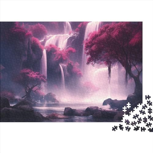 Waterfall in The Forest Holzpuzzles Erwachsene 300 Teile Lernspiel Geschicklichkeitsspiel Für Die Ganze Familie Geburtstagsgeschenk Home Decor Stress Relief 300pcs (40x28cm) von CULPRT