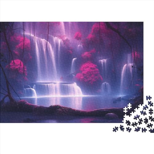 Waterfall in The Forest Holzpuzzless 1000 Teile Erwachsene Lernspiel Moderne Wohnkultur Family Challenging Games Geburtstagsgeschenk Stress Relief Toy 1000pcs (75x50cm) von CULPRT