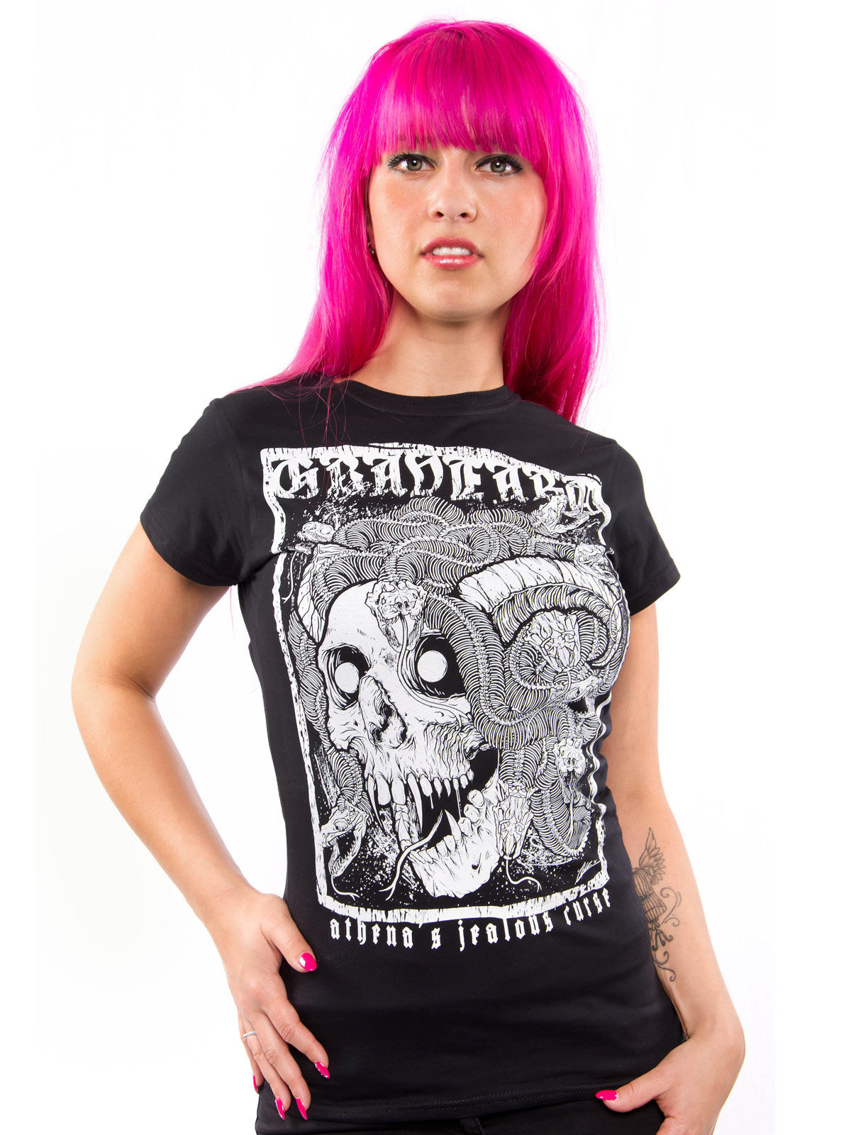 GraveArt-Damenshirt Athenas Curse Girlie-T-Shirt schwarz-weiss GraveArt-Damenshirt Athenas Curse Girlie-T-Shirt schwarz-weiss von CULTSTYLES GmbH - KF