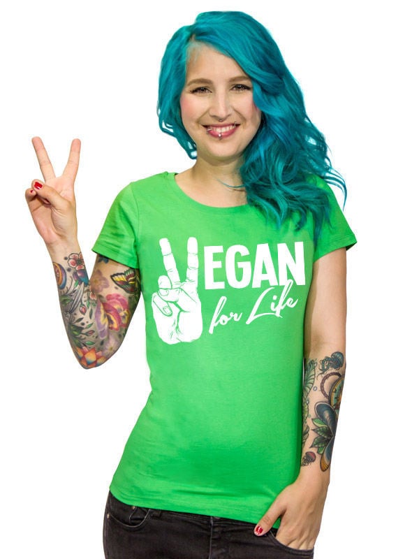 Veganer-Damenshirt Girlie-Shirt Vegan for Life grün-weiss Veganer-Damenshirt Girlie-Shirt Vegan for Life grün-weiss von CULTSTYLES GmbH - KF