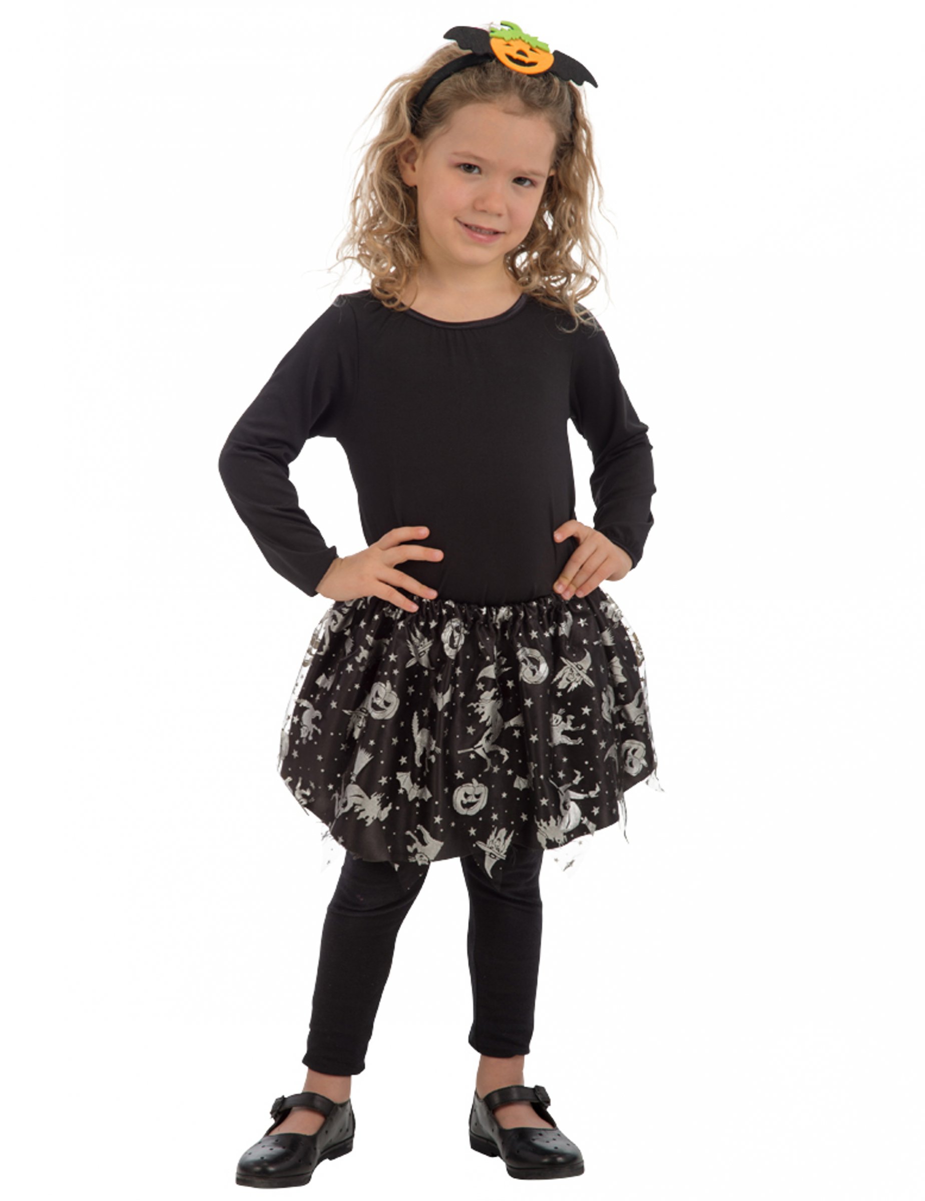 Halloween-Tutu für Kinder Hexen-Rock schwarz-silber Halloween-Tutu für Kinder Hexen-Rock schwarz-silber von CARNIVAL TOYS
