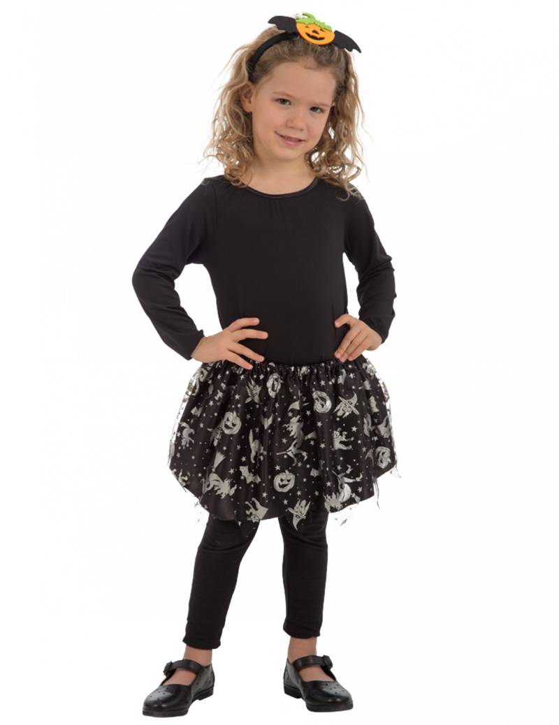 Halloween-Tutu für Kinder Hexen-Rock schwarz-silber von CARNIVAL TOYS