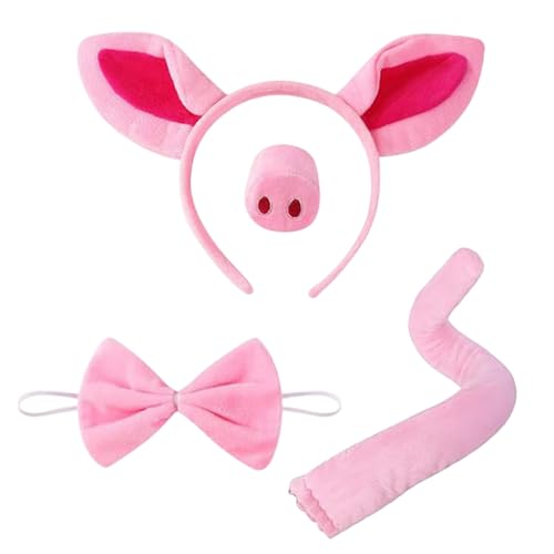 CULTURE PARTY Schweine-Kostüm-Set, Zubehör für Kinder, Schweineohren, Stirnband, Nasenschwanz und Fliege, rosa Schwein, Kostüm-Set, Tier-Kostüm, Weltbuchtag, Halloween, Bühnenaufführung CULTURE PARTY Schweine-Kostüm-Set, Zubehör für Kinder, Schweineohren, Stirnband, Nasenschwanz und Fliege, rosa Schwein, Kostüm-Set, Tier-Kostüm, Weltbuchtag, Halloween, Bühnenaufführung von CULTURE PARTY