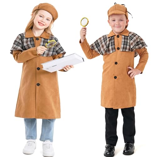 CULTURE PARTY Viktorianisches Detektivkostüm für Kinder, Welttag Buchwoche Kostüm für Jungen und Mädchen, viktorianisches Detektiv-Kostüm CULTURE PARTY Viktorianisches Detektivkostüm für Kinder, Welttag Buchwoche Kostüm für Jungen und Mädchen, viktorianisches Detektiv-Kostüm von CULTURE PARTY