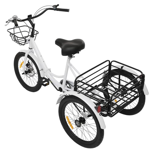 Dreirad Für Erwachsene 20 Zoll Klappbar, 7 Gänge Dreirad Fahrrad Tricycle Mit 2 Körbe & Aufblasvorrichtung & 2 Schlüssel, 3 Rad Fahrrad Für Erwachsene Senioren, Höhenverstellbar Weiß Dreirad Für Erwachsene 20 Zoll Klappbar, 7 Gänge Dreirad Fahrrad Tricycle Mit 2 Körbe & Aufblasvorrichtung & 2 Schlüssel, 3 Rad Fahrrad Für Erwachsene Senioren, Höhenverstellbar Weiß von CUMELLIIR