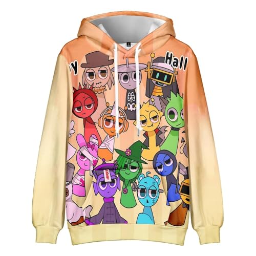 CUNPIEN Horror Game Sprunki Hoodie Jungen Mädchen Cartoon Hoodie Kinder Pullover Kapuzenpullover Langarm Sweatshirt Sprunki Merch (Typ 4, 110) von CUNPIEN