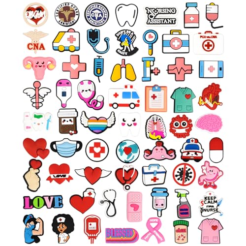 63 Stück Medizin Schuhanstecker Für Croc Schuh Anstecker Krankenschwester Schuhanhänger Arzt Zubehör Medical Nurse Charms Pins Für Clogs Dekorationen 63 Stück Medizin Schuhanstecker Für Croc Schuh Anstecker Krankenschwester Schuhanhänger Arzt Zubehör Medical Nurse Charms Pins Für Clogs Dekorationen von CUNUEN