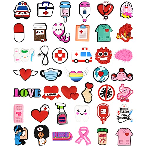 41 Stück Medizin Schuhanstecker Für Croc Schuh Anstecker Krankenschwester Schuhanhänger Arzt Zubehör Medical Nurse Charms Pins Für Clogs Dekorationen von CUNUEN