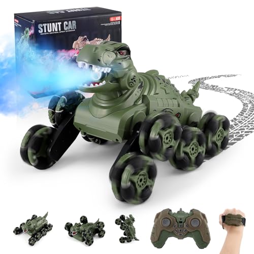 CUPCHID Ferngesteuertes Auto,8WD Handsteuerung,Dinosaurier RC Drift Auto mit LED Licht, Musik und Spray,Outdoor Spielzeug RC Car von CUPCHID