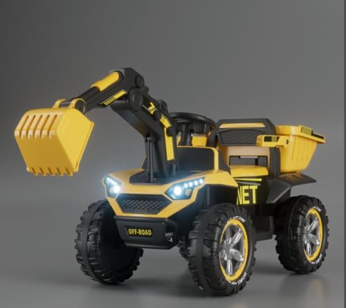 CUPCHID Elektroauto für Kinder, Kinderauto, 12-V-Kinderauto mit 2,4-G-Fernbedienung, maximale Belastung 50 kg, Kinder-Jeep mit LED-Leuchten, Musik, Hupe, USB-Funktionen (Gelb) von CUPCHID